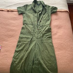 Madewell Army Green Button Up Jumpsuit Size 10 Worn & Loved but still good cond.